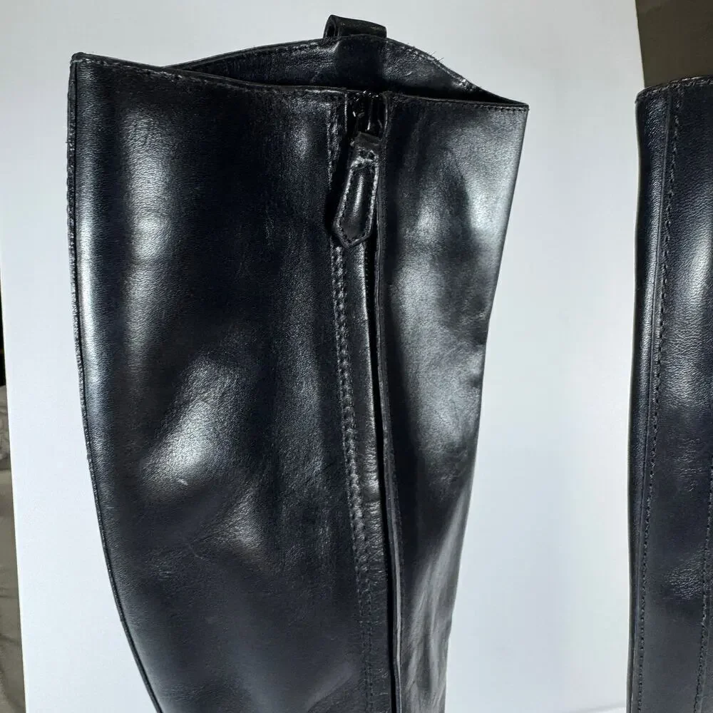 Tory Burch Colton Leather Knee High Riding Boots Sz 5.5 NEW Equestrian LOGO